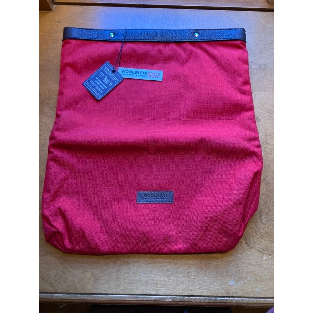 Woolrich John Rich & Bros Union Rev Clutch Bag Red Canvas Leather Trim NWT